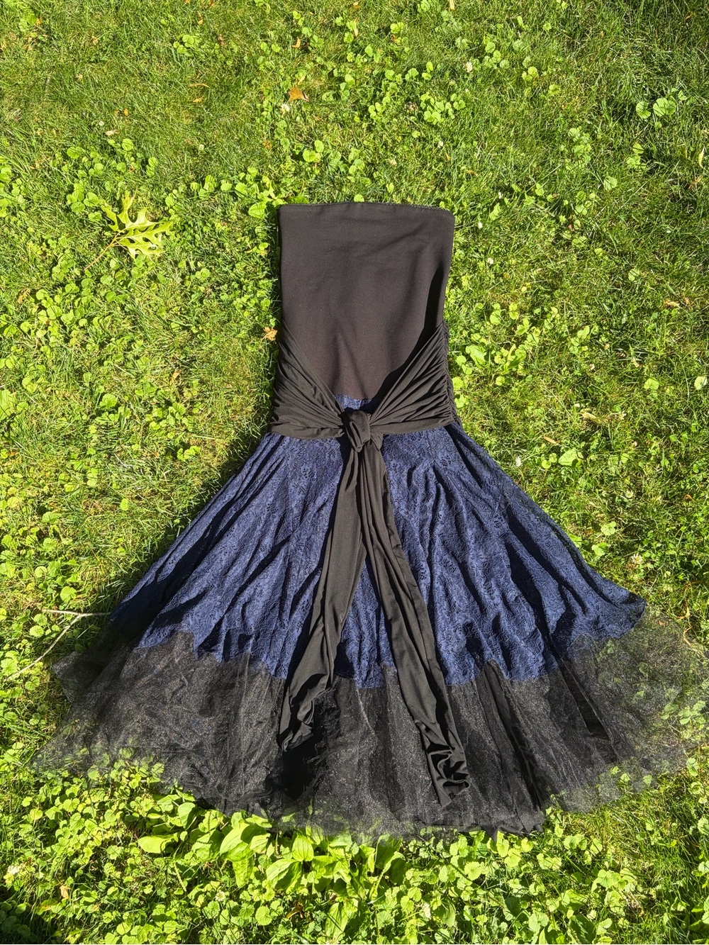 Free People Strapless Black and Navy Blue Maxi Dress